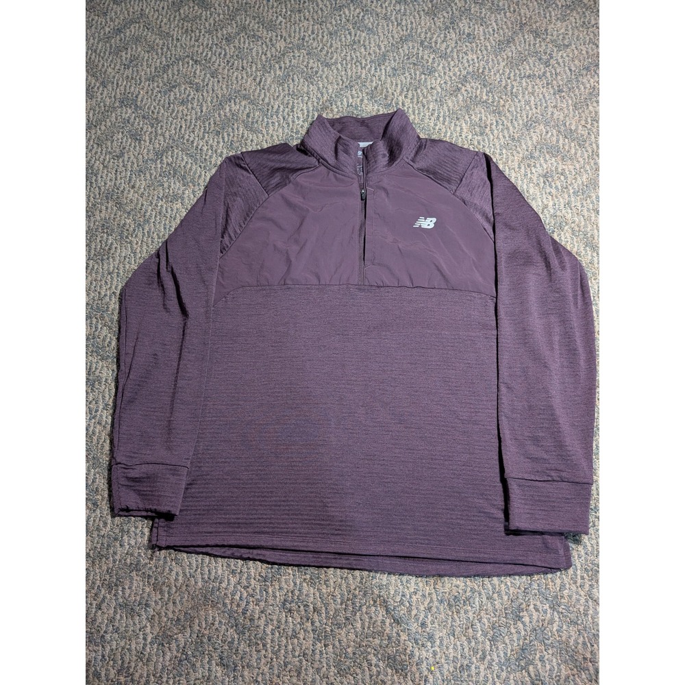 New Balance Mens XL Quarter Zip Pullover Plum Purple Athletic Running Top